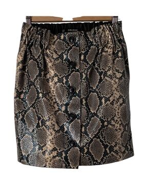 Zara Brown Snake Print Mini Skirt